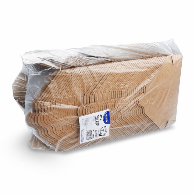 Food box (PAP/PE) nepromastitelný kraft `L` 195 x 138 x 88 mm 2500ml [40 ks]