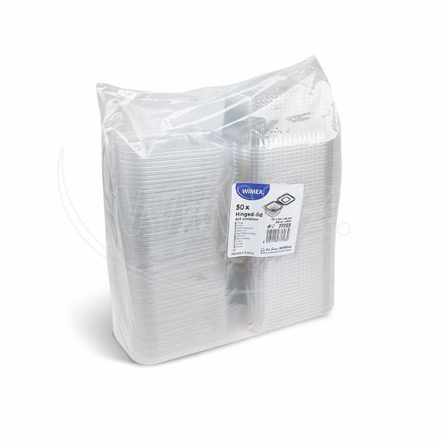 Miska (rPET) s víčkem hranatá průhledná 375ml [50 ks]