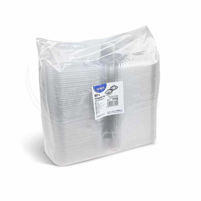 Miska (rPET) s víčkem hranatá průhledná 500ml [50 ks]