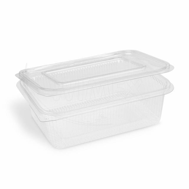 Miska (rPET) s víčkem hranatá průhledná 1500ml [50 ks]