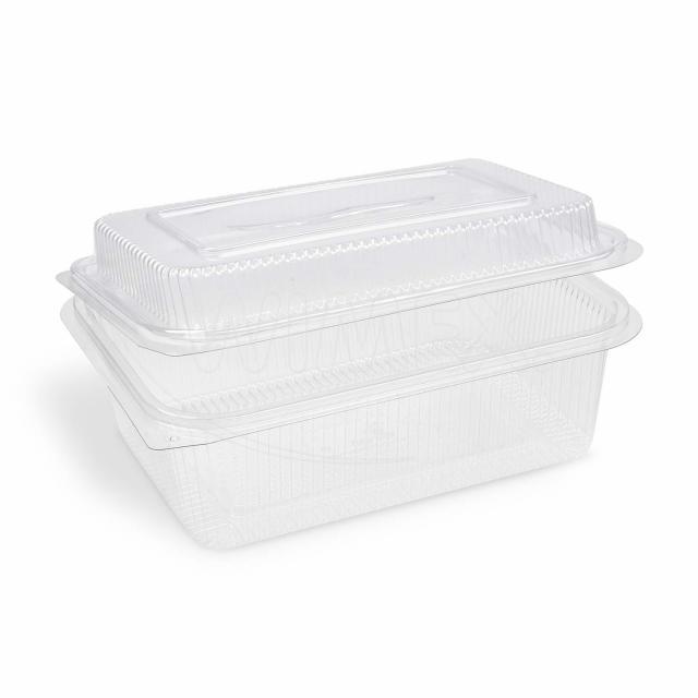 Miska (rPET) s víčkem hranatá průhledná 1500 + 450 ml [50 ks]
