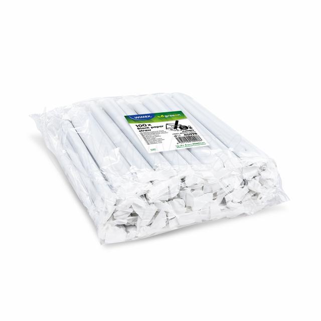 Slámka papírová černá JUMBO  Ø12mm x 21cm jednotlivě balená [100 ks]