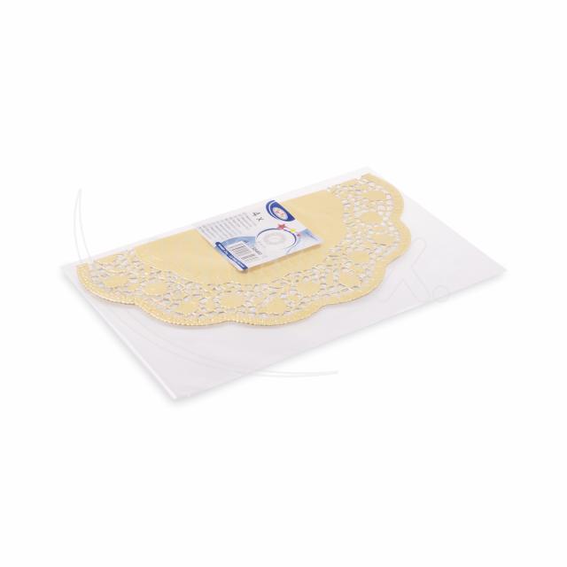 Dekorativní krajka kulatá, zlatá Ø 30 cm [4 ks]