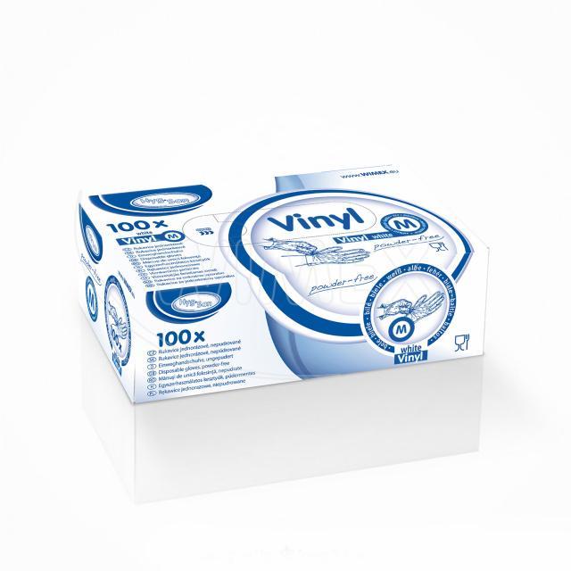 Rukavice vinylová bílá, nepudrovaná (velikost M) [100 ks]