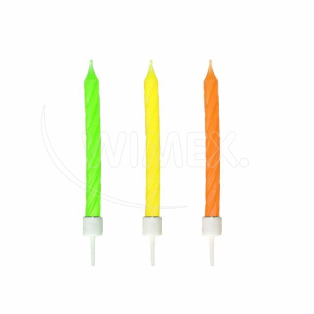 Svíčka narozeninová neon se stojánkem 60 mm [12 ks]