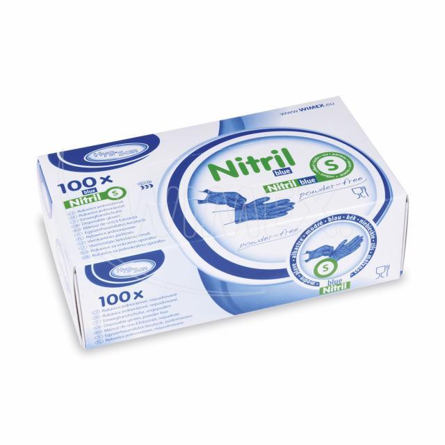 Rukavice nitrilová modrá, nepudrovaná (velikost S) [100 ks]