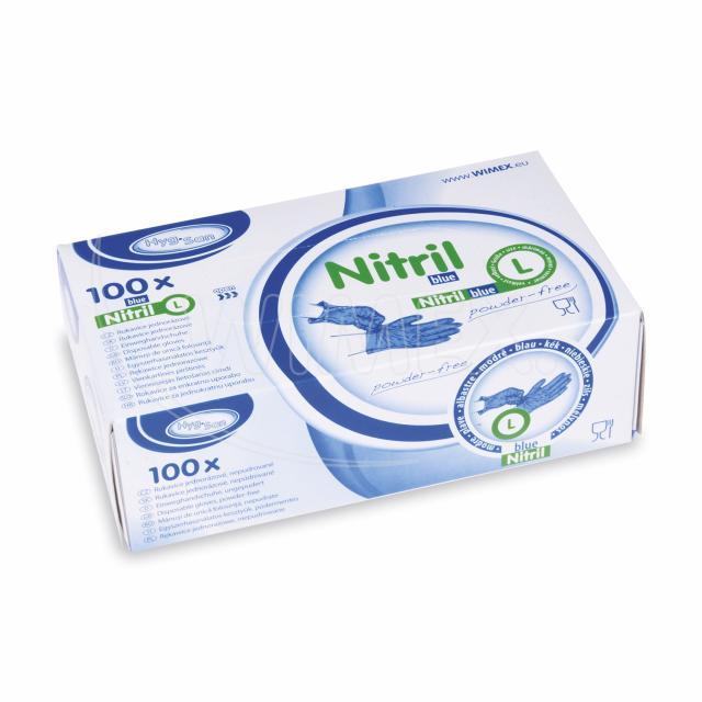 Rukavice nitrilová modrá, nepudrovaná (velikost L) [100 ks]