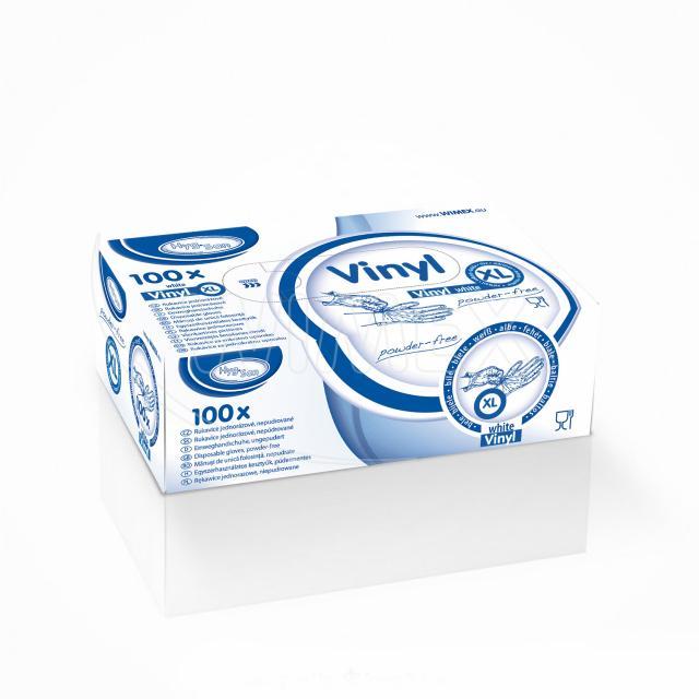 Rukavice vinylová bílá, nepudrovaná (velikost XL) [100 ks]