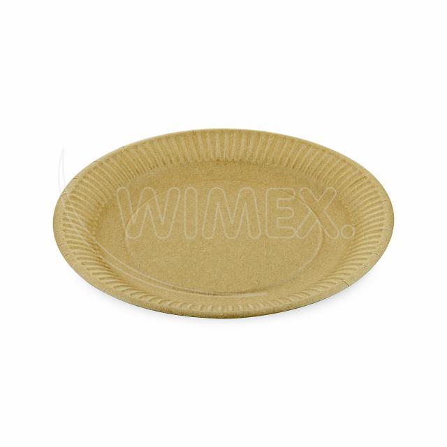 Papírový talíř mělký, hnědý Ø 23 cm, nepromastitelný [100 ks]