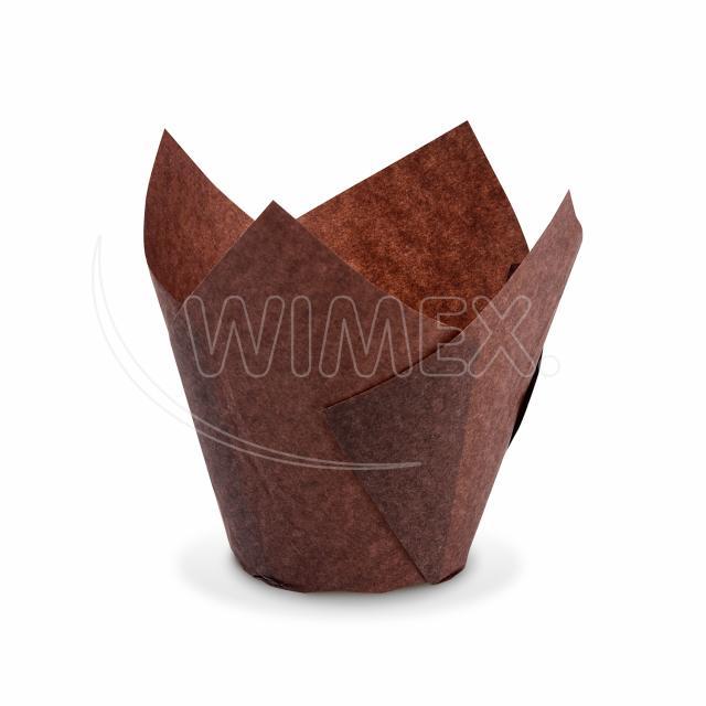 Cukrářský košíček TULIP hnědý Ø 5 x 8,5 cm (16 x 16 cm) [100 ks]