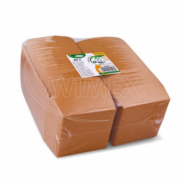 Box na hamburger hnědý 11 x 11 x 9 cm, nepromastitelný [50 ks]